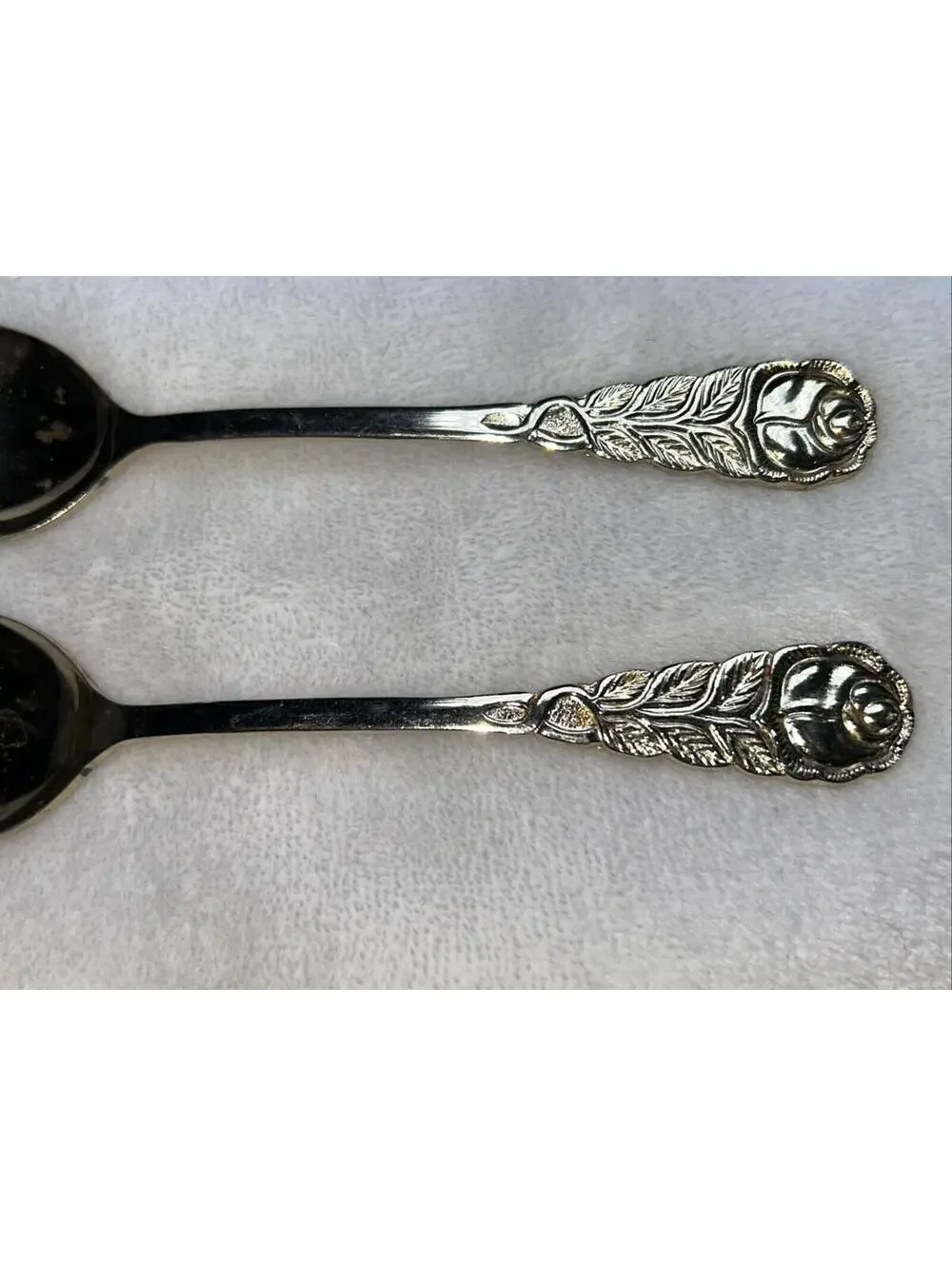 Pair Of 2 Midcentury Gold Tone Dessert Spoons Flatware ECHT vergoldet Utc Stamp